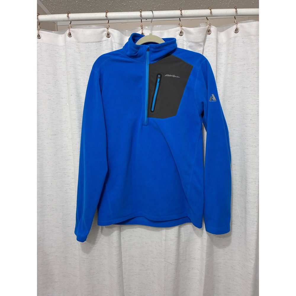 Eddie Bauer First Ascent Mens Blue Quarter Zip Fleece Pullover Jacket Medium